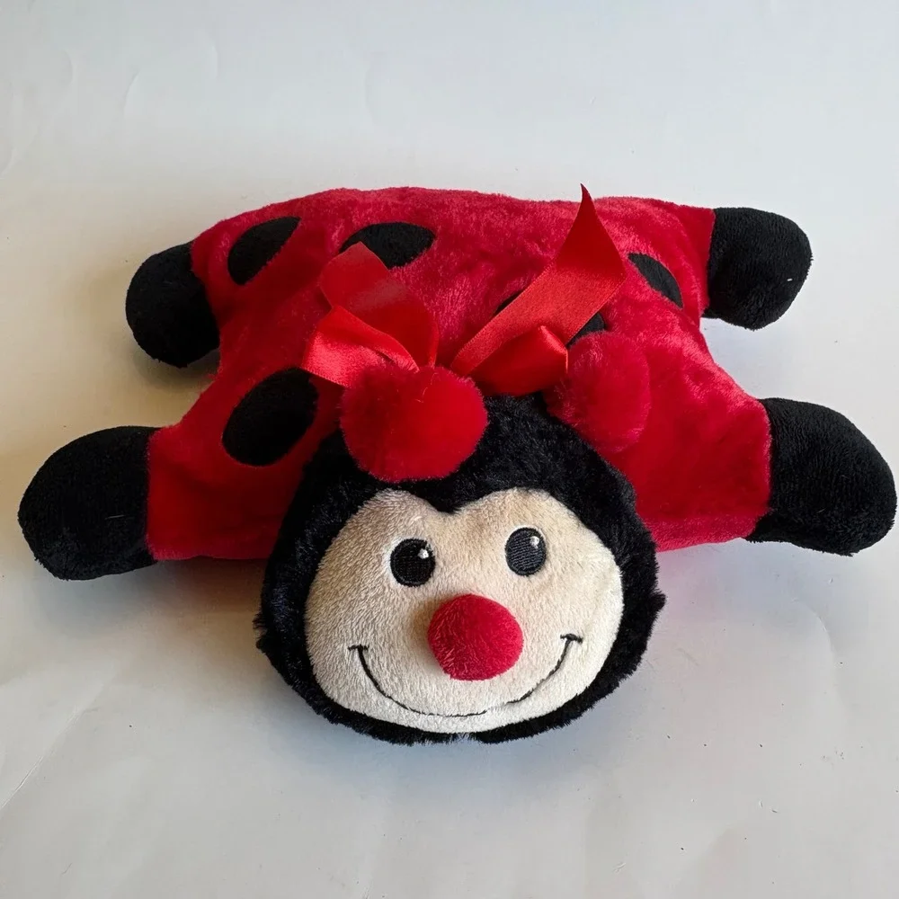 Pillow Pets Ladybug Plush Stuffed Animal‎ Red Black Spotted Folding Pillow 13